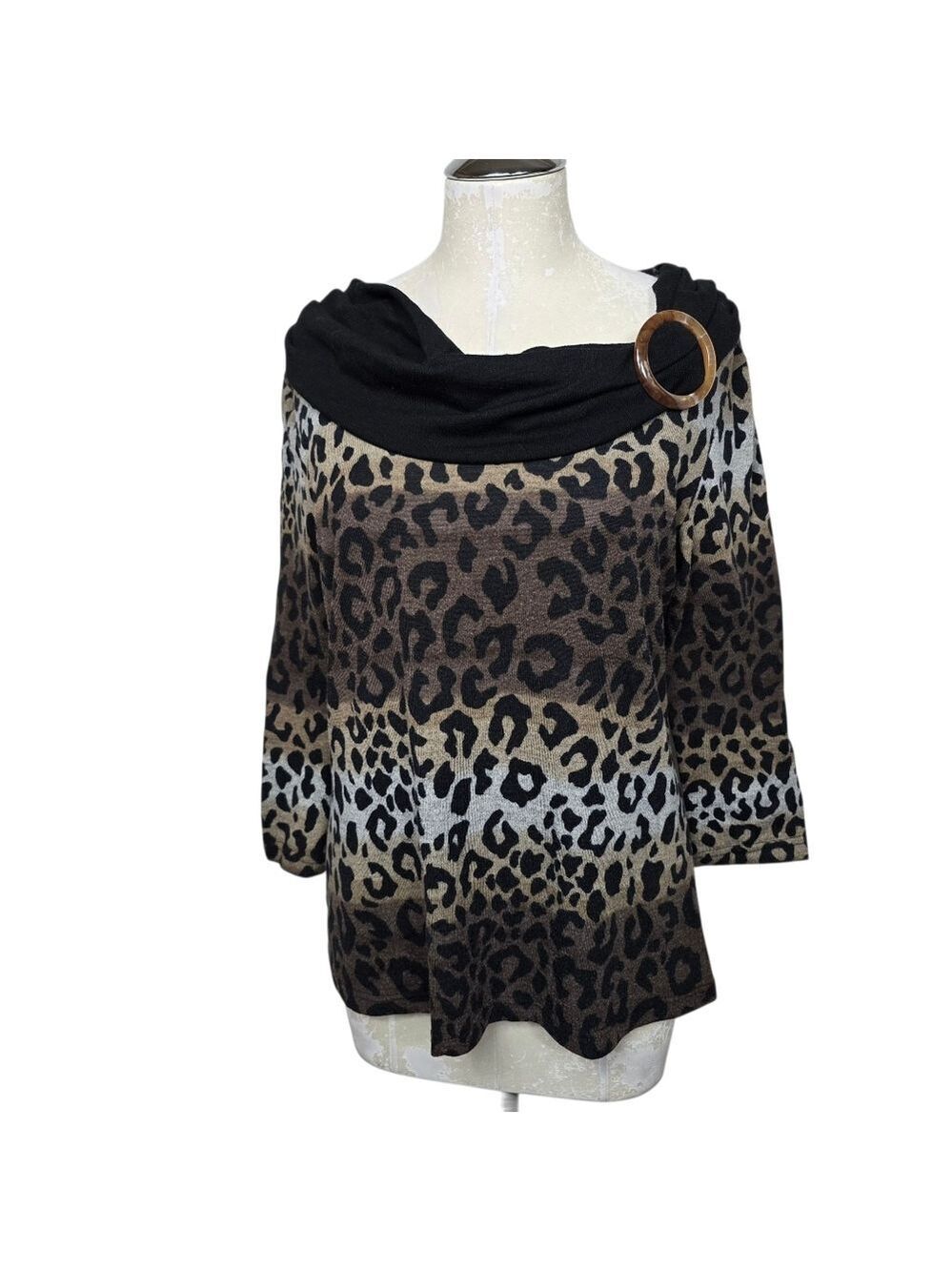 Ellen Tracy Animal Print Top L